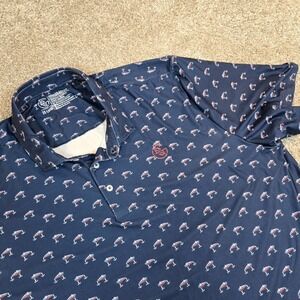 Googan Squad Shirt Mens Size 2XL Fishing lure Blue Polo Performance Golf